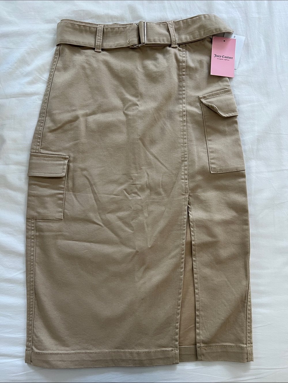 Juicy Couture Tan Cargo Midi Skirt with Side Slit